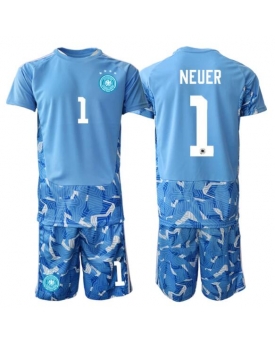 Billige Fotballdrakt Tyskland Manuel Neuer #1 Keeper Replika Bortedraktsett Barn VM 2026 Kortermet (med bukser)